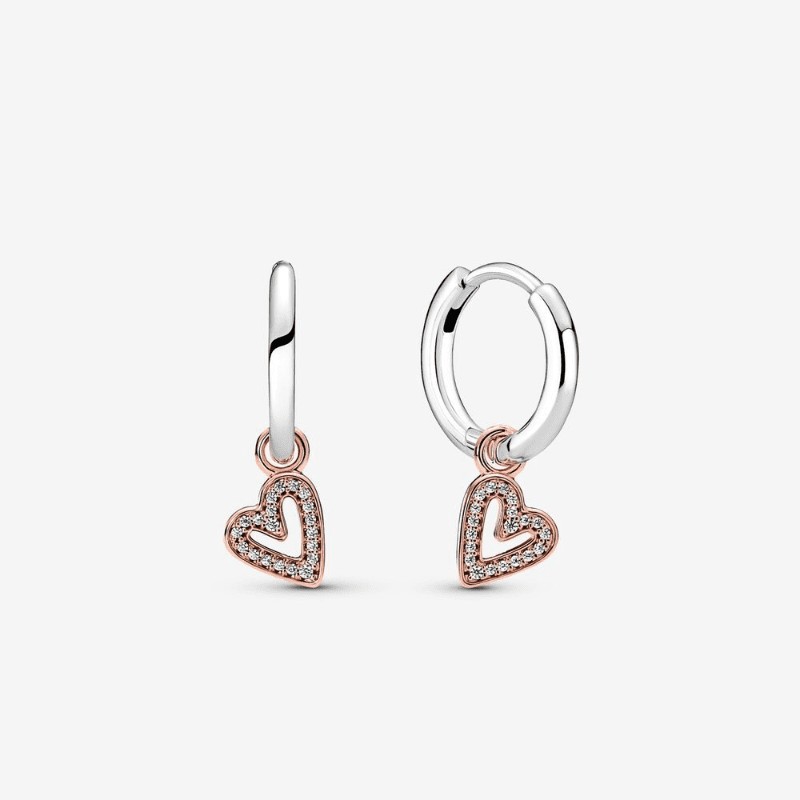 Orecchini Cerchi Cuore Asimmetrico-280090C01 Orecchini Cerchi Cuore Asimmetrico-280090C01