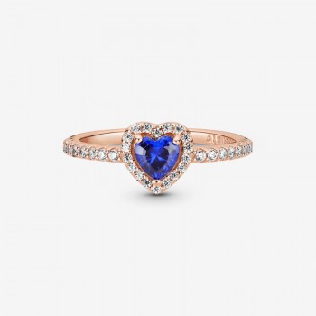 Anello Cuore in Rilievo Blu...