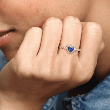 Anello Cuore in Rilievo Blu-188421C01