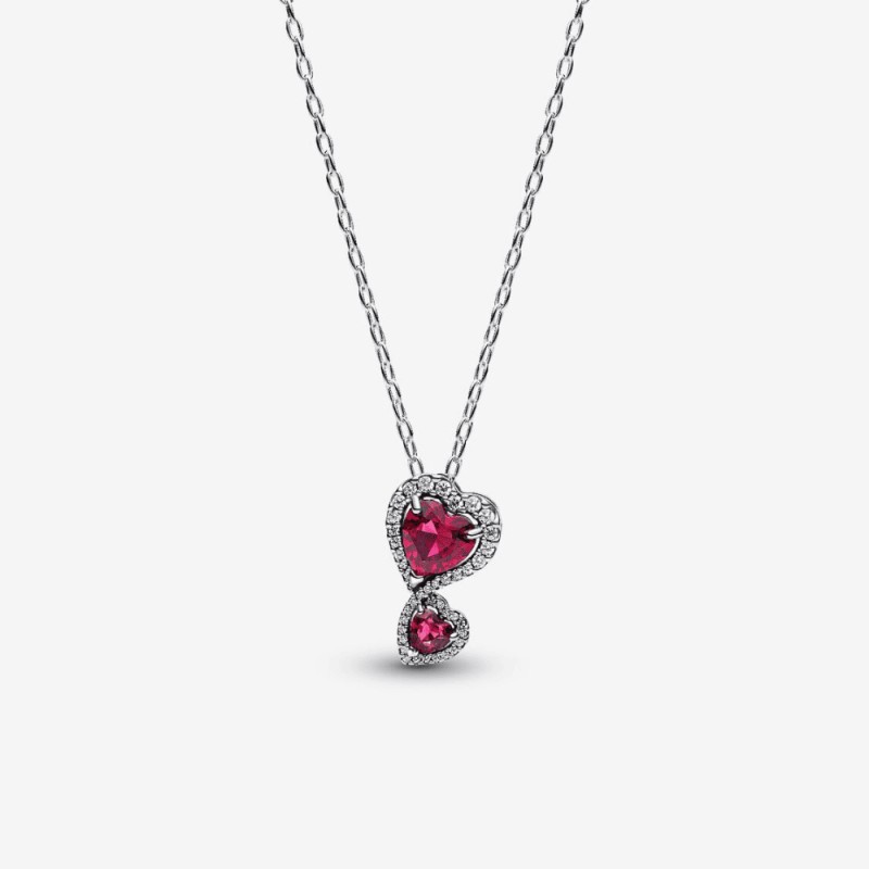 Pandora - Collana Doppi Cuori Rossi - 393658C01 Pandora - Collana Doppi Cuori Rossi - 393658C01