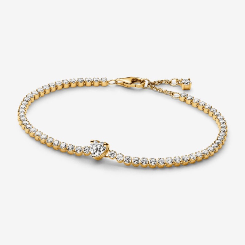 Pandora - Bracciale Tennis con Cuore in Rilievo - 560041C01 Pandora - Bracciale Tennis con Cuore in Rilievo - 560041C01