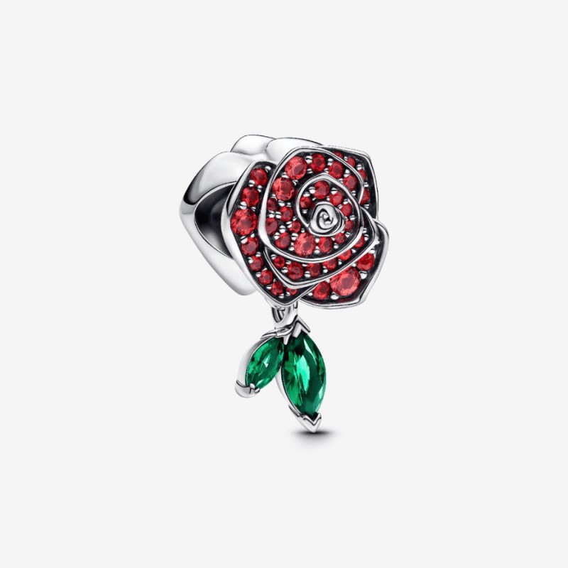 Pandora - Charm Rosa Scintillante Rossa - 793201C02 Pandora - Charm Rosa Scintillante Rossa - 793201C02