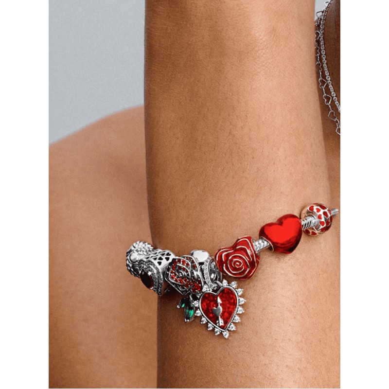 Pandora - Charm Rosa Scintillante Rossa - 793201C02