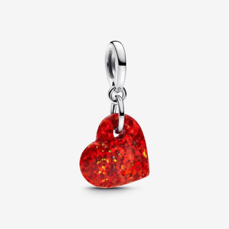 Pandora - Charm Pendente Cuore Opale Rosso - 793348C01 Pandora - Charm Pendente Cuore Opale Rosso - 793348C01
