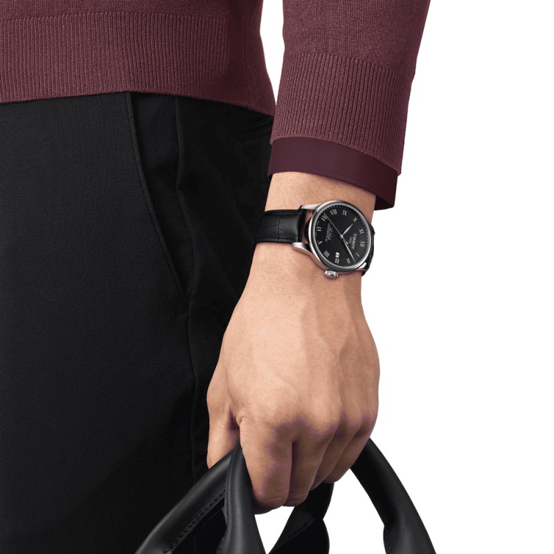 Tissot - Le Locle Powermatic 80 - orologio - pelle nera - automatico - uomo - T0064071605300 - nero