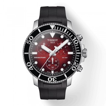 tissot - seastar 1000 - cronografo -uomo - crono - rosso - 300 metri - quarzo -  t1204171742100 - silicone