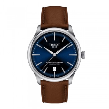 Chemin Des Tourrelles - tissot - 39 mm - T1394071604100. -orologio - automatico - blu - uomo - classico - pelle marrone