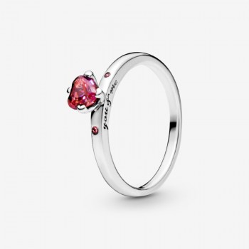 Anello con cuore rosso scintillante-196574CZRMX