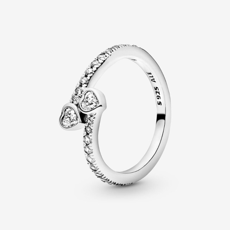 Anello due cuori scintillanti-191023CZ Anello due cuori scintillanti-191023CZ