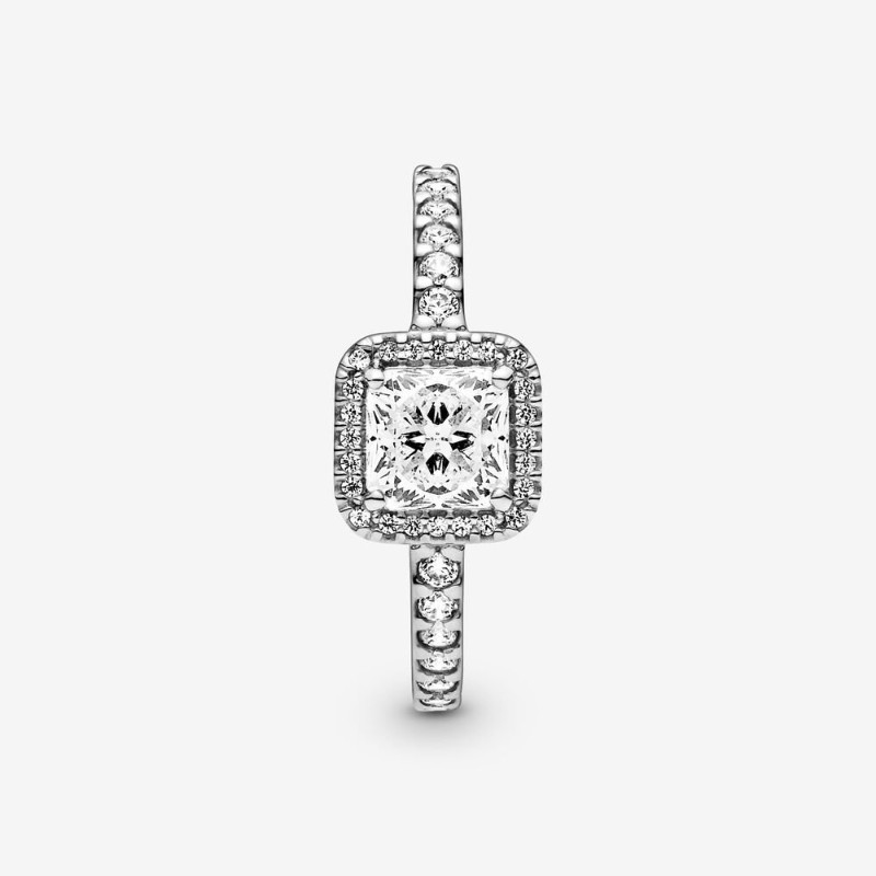 Anello Punto Luce scintillante con pietra quadrata-198863C01