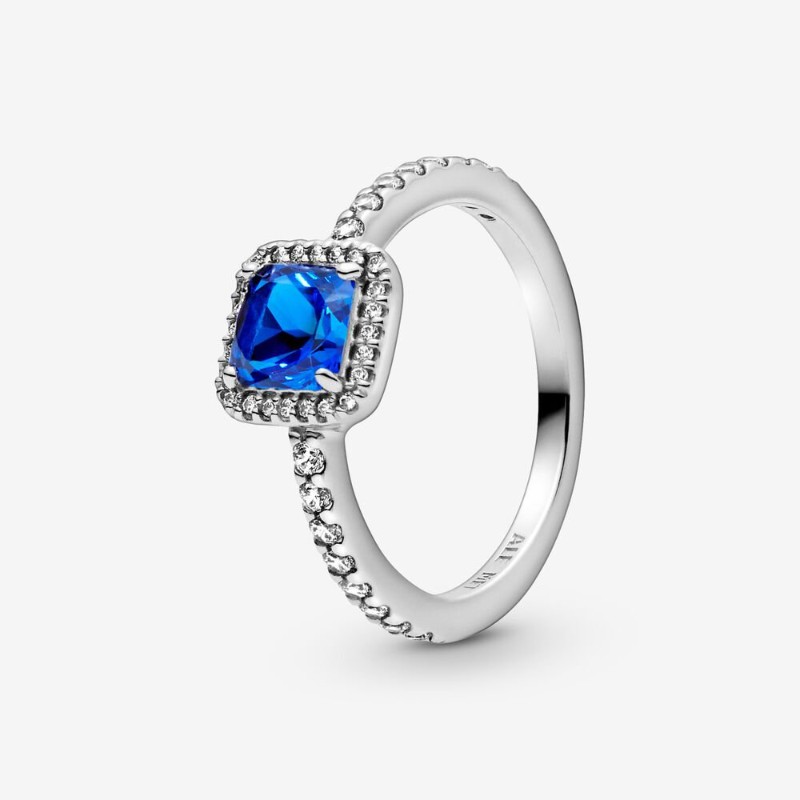 Anello Punto Luce scintillante con pietra blu quadrata-198863C02 Anello Punto Luce scintillante con pietra blu quadrata-198863C02