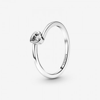 Anello con solitario a cuore obliquo incolore-199267C02