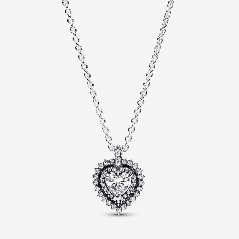 Collana Punto Luce Cuore e Pavè-393099C01 Collana Punto Luce Cuore e Pavè-393099C01