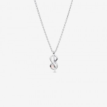 Collana Legame Infinito con Perla Rosa Artificiale-393762C01