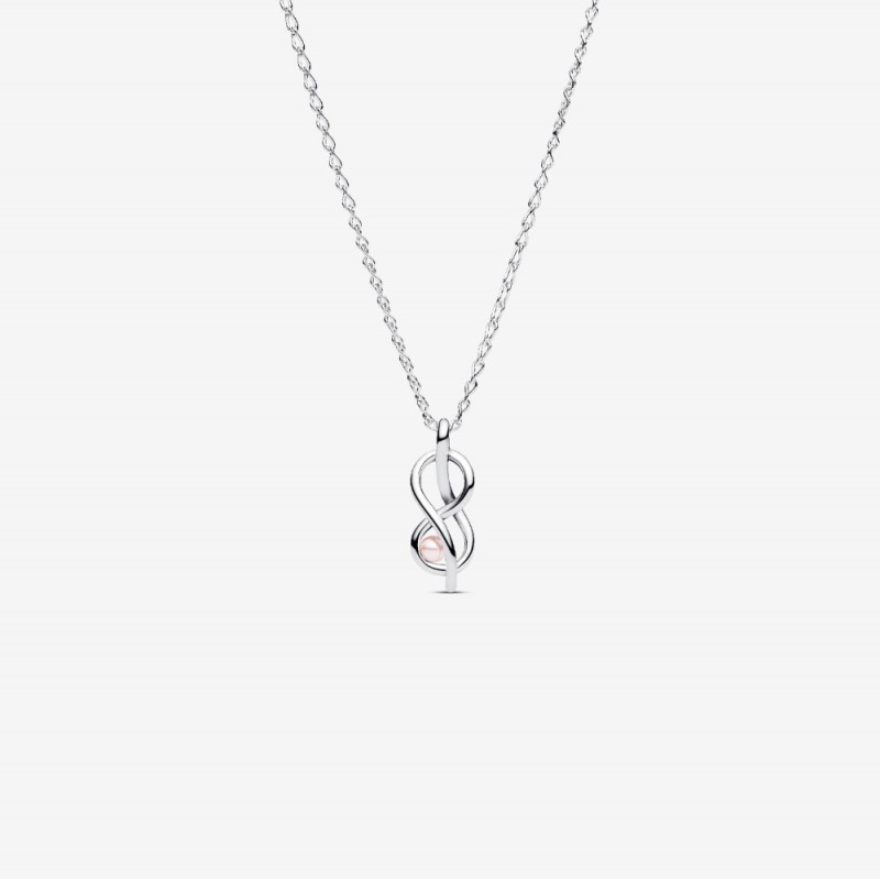 Collana Legame Infinito con Perla Rosa Artificiale-393762C01 Collana Legame Infinito con Perla Rosa Artificiale-393762C01