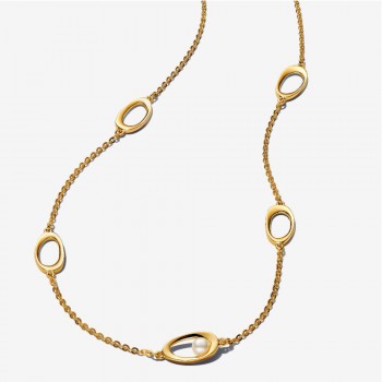 Collana Ovali Linea Sinuosa e Perla D'Acqua Dolce Coltivata-363883C01