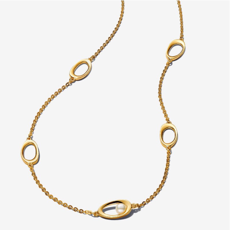 Collana Ovali Linea Sinuosa e Perla D'Acqua Dolce Coltivata-363883C01 Collana Ovali Linea Sinuosa e Perla D'Acqua Dolce Coltivata-363883C01