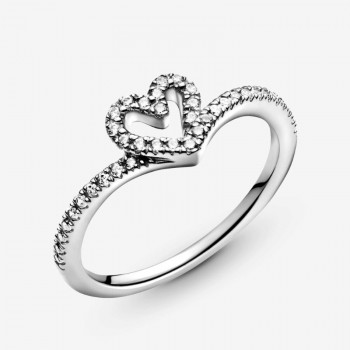 Anello con cuore chevron scintillante-199302C01
