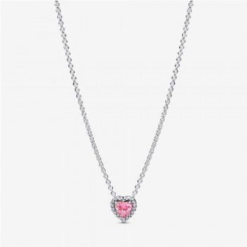 Collana Cuore in Rilievo Rosa-398425C02