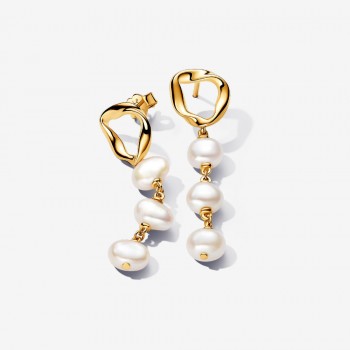 Orecchini Pendenti Linea Sinuosa con Perle d'Acqua Dolce Coltivate-263263C01