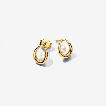 Orecchini Linea Sinuosa Ovale con Perla d'Acqua Dolce Coltivata-263295C01