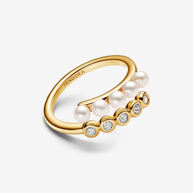 Anello Intreccio con Perle d’Acqua Dolce Coltivate e Pietre Luminose-163146C01