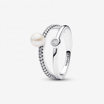 Anello Doppia Fascia con Perla d’Acqua Dolce Coltivata e Pavè-193147C01